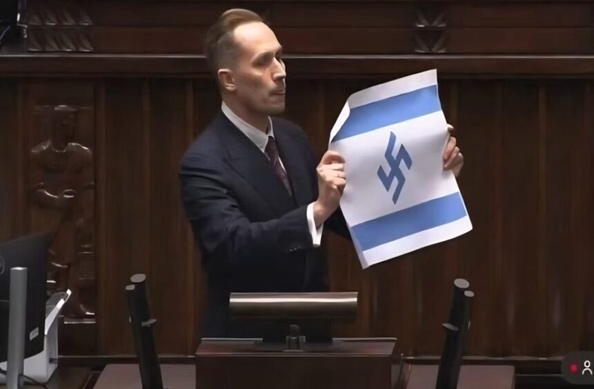 نماینده مجلس لهستان +پرچم اسرائیل